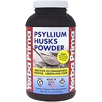 Yerba Prima Psyllium Husks Powder 12 oz - Natural Fiber Supplement - Colon Cleanser - Gut Health - Vegan, Non-GMO, Gluten-Free (New Label - Packaging May Vary)