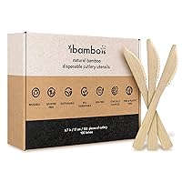 Natural Bamboo Knives 100 Set (100 Bamboo Knives) Biodegradable Knives, Bamboo Cutlery, Reusable or Disposable Knives, Compostable Knives, Bamboo Utensils for Weddings, Camping, Picnic, Parties