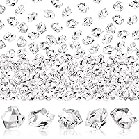 600PCS Fake Crushed Ice Rocks, Acrylic Diamond Crystals Fake Diamonds Plastic Clear Ice Cubes Diamond Table Scatters Acrylic Gems For Vase Fillers Home Decoration Wedding Birthday (White)