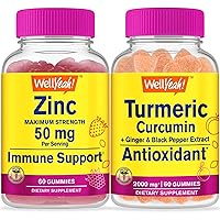 Zinc + Turmeric Curcumin, Gummies Bundle - Great Tasting, Vitamin Supplement, Gluten Free, GMO Free, Chewable Gummy