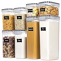 CHEFSTORY Airtight Food Storage Containers with Lids, 8 PCS Plastic Storage Containers for Kitchen & Pantry Organization and Storage,Dry Food Canisters for Flour, Sugar and Cereal
