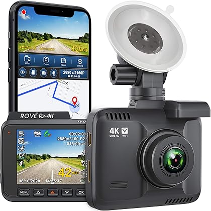 Rove R2-4K Dash Cam Built in WiFi GPS Car top Dashboard Camera Recorder with UHD 2160P, 2.4