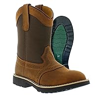 Itasca Unisex Youth Pull-on Leather/Nylon Buckaroo Western Boot, Brown, 4.0 Standard US Width US Big Kid