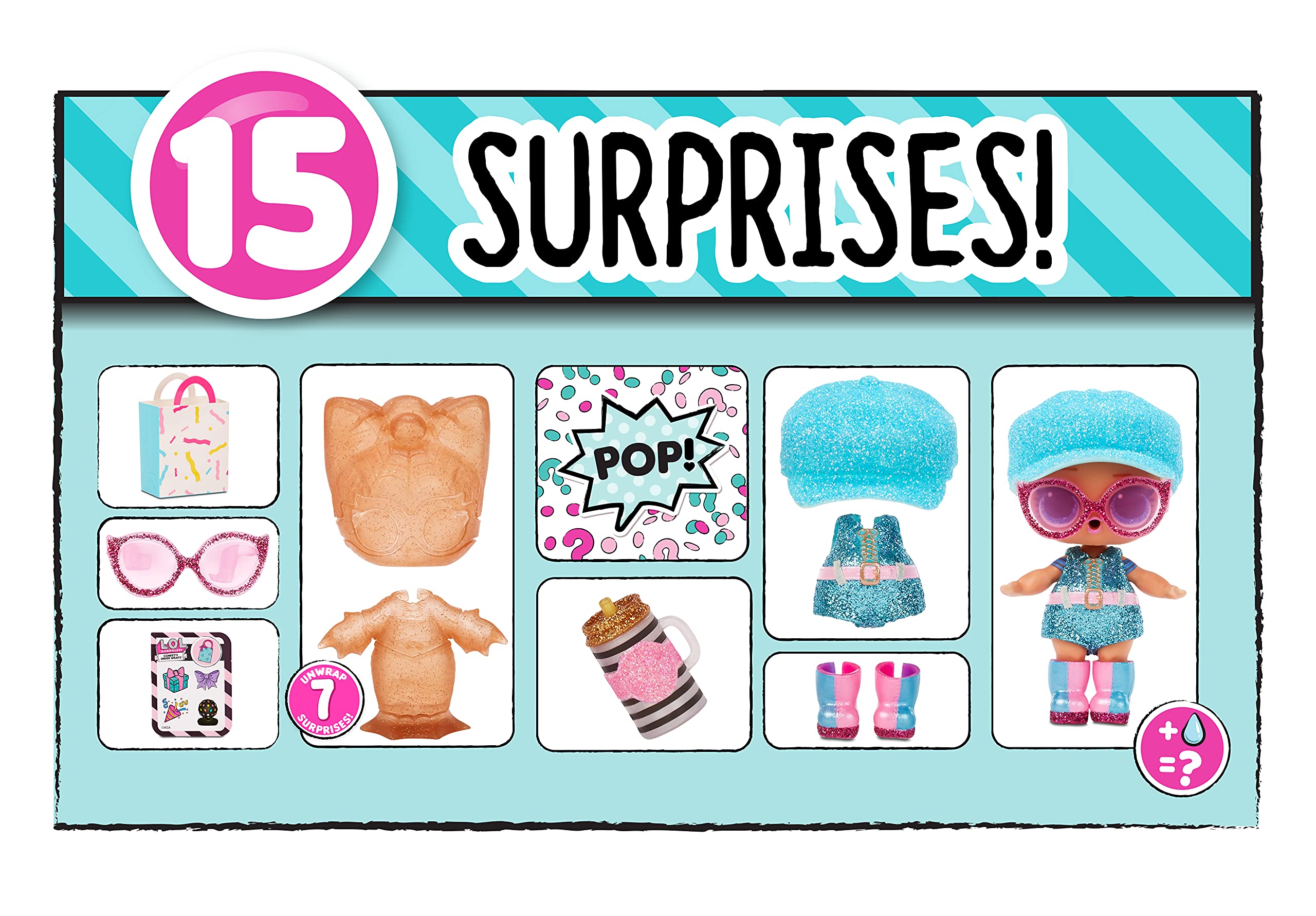 L.O.L. Surprise! Confetti Reveal with 15 Surprises Including Collectible Doll with Confetti Pop Fashion Outfits, Accessories - Doll Toy, Ages 4 5 6 7+ Years Old, Multicolor, 576440C3