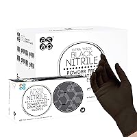 Black Nitrile Gloves - 4 Mil Black Exam Gloves, Black Latex Free Gloves, Powder Free Gloves - Disposable Black Gloves