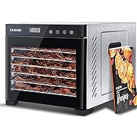 COSORI Food Dehydrator for Jerky, Large Drying Space with 6.48ft², 600W Dehydrator Machine, 6 Stainless Steel Trays, 48H Timer, 165°F Temperature Control, Yogurt Maker, for Herbs, Meat, Fruit