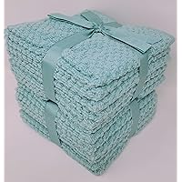 Violet Linen Zero Puff Bump Texture Pattern, 100% Extra Soft Zero Twist Finest Cotton, Soft and Absorbent, Seafoam, 12-inch x 12-inch, Square, Luxurious Washcloths Set - Pack of 12