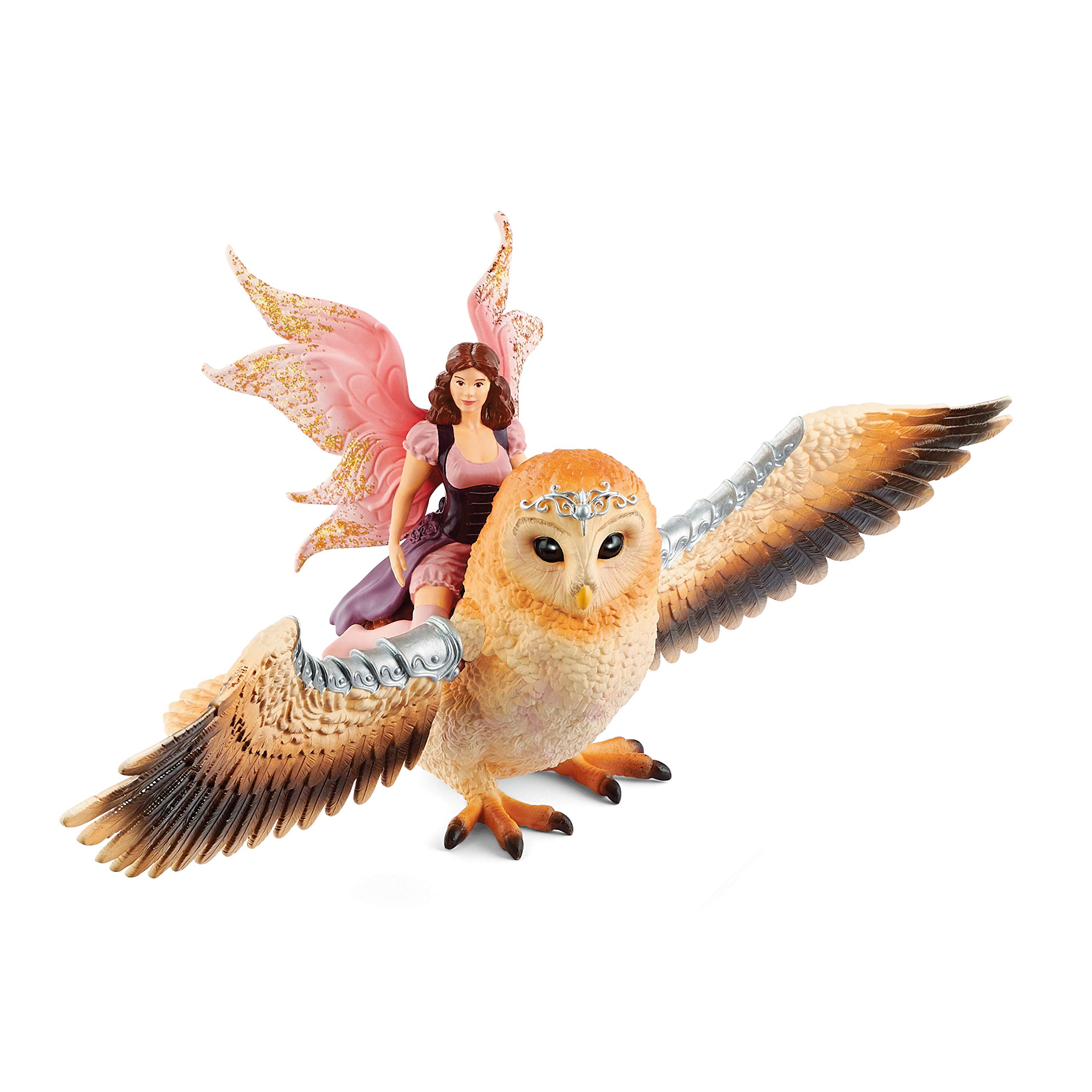 Schleich bayala, 2-Piece Playset, Toys for Girls and Boys Ages 5-12 Years Old, Fairy in Flight with Glam Owl