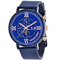 Men's Automatic Stainless Steel Strap, Blue, 21 Casual Watch (Model: CV1158)