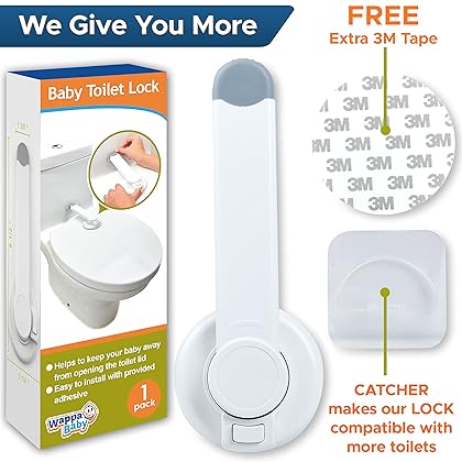 Toilet Lock Child Safety - Ideal Baby Proof Toilet Seat Lock with 3M Adhesive | Easy Installation, No Tools Needed | Fits Most Toilet Seats - White (1 Pack)