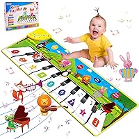 Aywewii Toddler Toys Piano Mat Floor Musical Mat Anti-Slip Kids Dance Mat Toddler Girl Toys Musical Playmat with Flash Cards Fun Xmas Birthday Gifts Toys for 1 2 3 Year Old