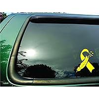 Ribbon Flying Birds Yellow Sarcoma Bone Cancer - Die Cut Vinyl Window Decal/sticker for Car or Truck 5.5