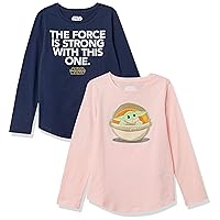 Amazon Essentials Disney | Marvel | Star Wars | Frozen | Princess Girls and Toddlers' Long-Sleeve T-Shirts, Pack of 2