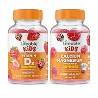 Lifeable Vitamin D Kids + Calcium Magnesium Kids, Gummies Bundle - Great Tasting, Vitamin Supplement, Gluten Free, GMO Free, Chewable Gummy