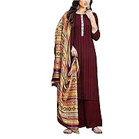 ladyline Jacquard Rayon Handwork Salwar Kameez Suit with Maslin Silk Printed Dupatta