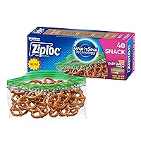 Ziploc Snack Bags, Storage Bags for On the Go Freshness, Grip 'n Seal Technology for Easier Grip, Open, and Close, 40 Count