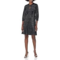 Calvin Klein Women's Three Quarter Sleeve Dress with Keyhole Neckline