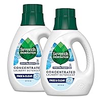 Concentrated Laundry Detergent Liquid Free & Clear Fragrance Free 40 Fl Oz (Pack of 2)
