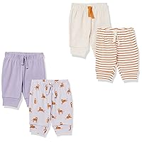 Amazon Essentials Baby Girls' Cotton Pull-On Pants, Multipacks