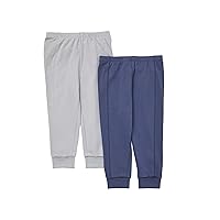 Hanes Unisex Pure Comfort French Terry Joggers, Girl and Baby Boy Pants, 2-Pack, Silver/Blue