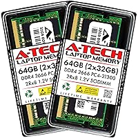 A-Tech 64GB (2x32GB) DDR4 2666MHz PC4-21300 (PC4-2666V) CL19 SODIMM 2Rx8 1.2V 260-Pin Non-ECC SO-DIMM Laptop Notebook RAM Memory Modules