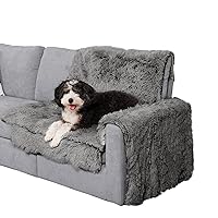 Furhaven Corner Cushion Seat Cover for Dogs & Cats, Washable, For Couches, Sectional Sofas, & L Shaped Couches - Snuggle Spot Shaggy Long Faux Fur Corner Throw - Gray, One Size