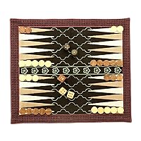 NOVICA Handmade Cotton and Wood Backgammon Set Multicolored Embroidered India Chess Sets Games 'Ganga Star in Mint'