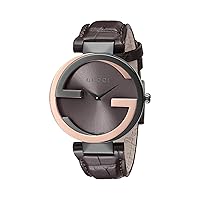 Gucci Interlocking Brown Crocodile Pink Gold Women's Watch(Model:YA133304)