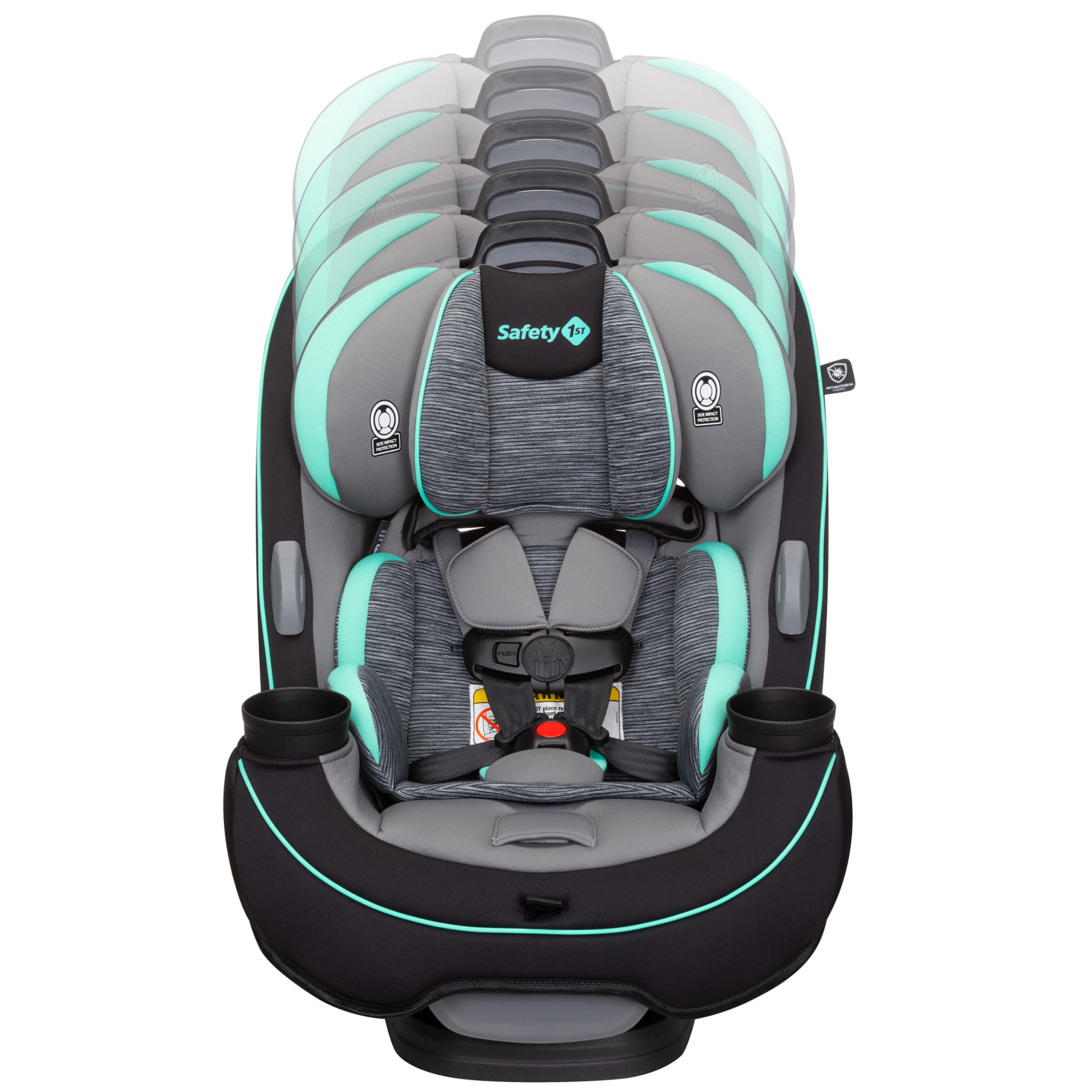 Safety 1st Grow and Go All-in-One Convertible Car Seat, Rear-facing 5-40 pounds, Forward-facing 22-65 pounds, and Belt-positioning booster 40-100 pounds, Aqua Pop, 1 Count (Pack of 1)