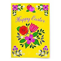 Designer Greetings Easter Packaged Cards, Contemporary Glitter-Accented Floral Design (8 Cards with White Envelopes)