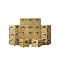 Bankers Box 20 Pack Medium Classic Moving Boxes, Tape-Free with Reinforced Handles