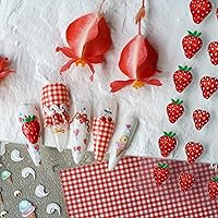 3pcs Embossed Strawberry Ice Cream Nail Stickers Ultra Thin Fruit Red Peel Off Manicure Sticker Tips Nail Decoration for Women Girls Kids