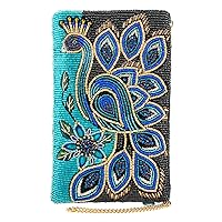 Mary Frances Peacock Pride Beaded Crossbody Phone Bag, Multi