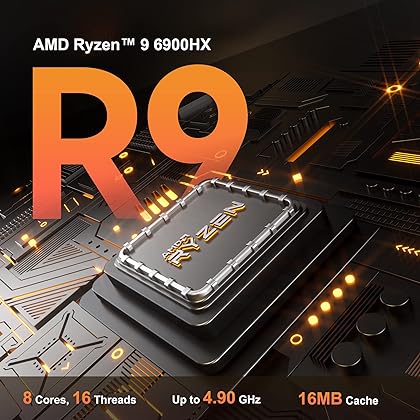 GEEKOM Mini PC AS6, AMD Ryzen 9 6900HX, AMD Radeon 680M Graphics, 32GB DDR5+1TB PCIe Gen 4 SSD Mini Computers Windows 11 Pro Desktop Computer Support Wi-Fi 6E/Bluetooth 5.2/USB 4.0/2.5Gbps LAN/8K