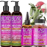 Blaq Luxury Alopecia Bundle - Hair Growth Oil | Biotin Repair Shampoo and Conditioner | Biotin Hair Growth Vitamin Gummies