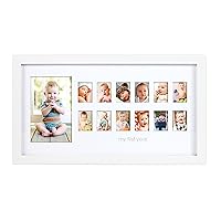 Pearhead My First Year Photo Moments Baby Keepsake Picture Frame, Mother’s Day Accessory, Gender-Neutral Baby Milestone Nursery Wall Décor, 13 Photo Inserts, White