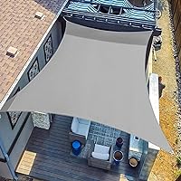 SUNLAX Sun Shade Sail,8'x12' Grey (Gray) Rectangle Canopy Shades for Outdoor Patio Pergola Cover Sunshade Sails UV Blocking Canovas Covers