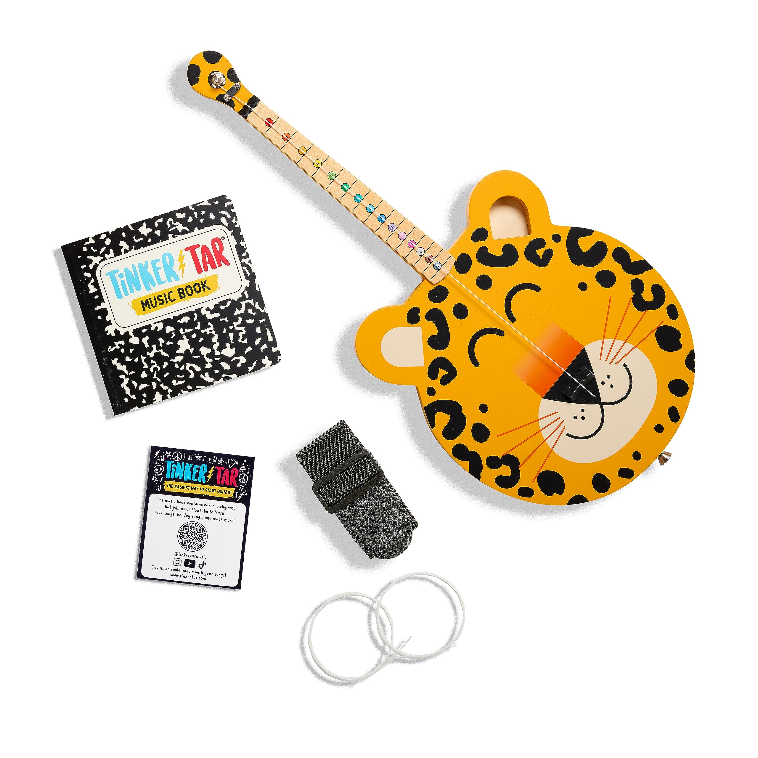 TinkerTar - Leopard Guitar - The Easiest Way to Start and Learn Guitar - 1 Stringed Toy Instrument for Kids – Perfect Intro to Music for Young Kids Ages 3 and up - from Buffalo Games
