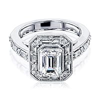 Kobelli Moissanite The Daisy Art Deco Emerald Engagement Ring (DEF/VS)