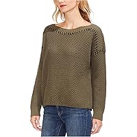 Vince Camuto Womens Contrast Stitching Pullover Sweater