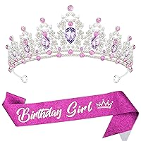 Purple Birthday Girl Crown Tiaras Crowns for Women Queen Crown Crystal Princess Tiara Quinceanera Crown Rhinestone Headbands Headpieces Birthday Decorations Accessories for Party Cosplay