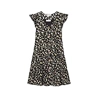 Beautees Girls' Floral Button Front Tiered Dress