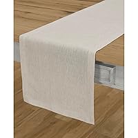 Solino Home Linen Table Runner 14 x 96 Inch – 100% Pure Linen Light Natural Table Runner – Farmhouse Table Runner – Athena