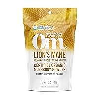 Om Mushroom Superfood Lion's Mane Organic Mushroom Powder, 3.5 Ounce, 50 Servings, Fruit Body and Mycelium Nootropic for Memory Support, Focus, Clarity, Nerve Health, Creativity and Mood