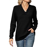 Ivicoer Women Long Sleeve V Neck Pullover Collar Knitted Sweaters