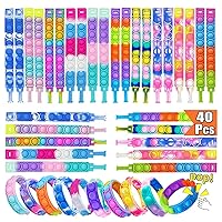 40Pcs Pop Fidget Bracelets Toys,Christmas Party Favors,Bubble Bracelets,Stress Anxiety Relief Sensory Toys for Kids Adults ADHD ADD Autism,Classroom Exchange Gifts,Birthday Gifts,Game Prizes