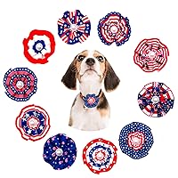 10pcs July 4th Flag Dog Collar Flowers Attachment Slide Pet Collar Bow Accessories for US Patriotic America Independence Day Party Holiday Small Medium Cat Doggy Puppy Rabbit Grooming