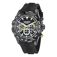 Nautica Men's NAPNSF306 NST Chrono Black Silicone Strap Watch