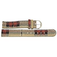 18mm Brown Plaid Stitched Watch Band Strap