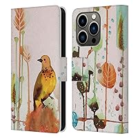 Head Case Designs Officially Licensed Sylvie Demers Gold Birds 3 Leather Book Wallet Case Cover Compatible with Apple iPhone 14 Pro